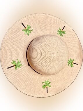 Marcus Adler Palm Tree Straw Summer Hat - wide brim - tropical
